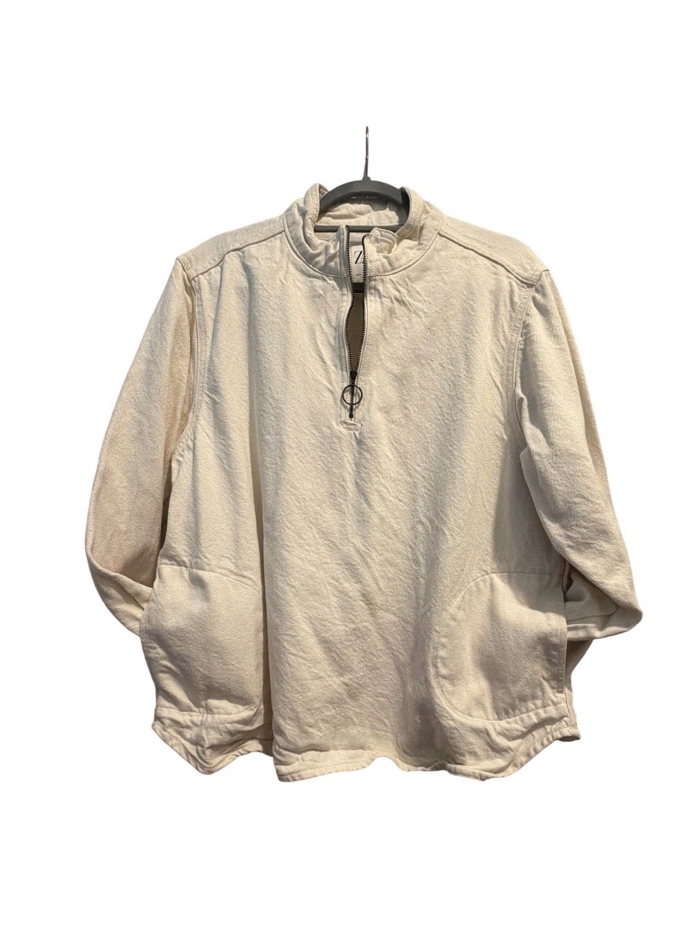 NWOT Oversized Half-Zip Denim Pullover